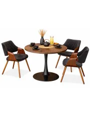 Okrągły industrialny stół z 3 krzesłami - Oxena w sklepie Edinos.pl