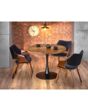 Okrągły industrialny stół z 3 krzesłami - Forseto w sklepie Edinos.pl