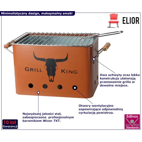 Przenośny pomarańczowy grill Dorion