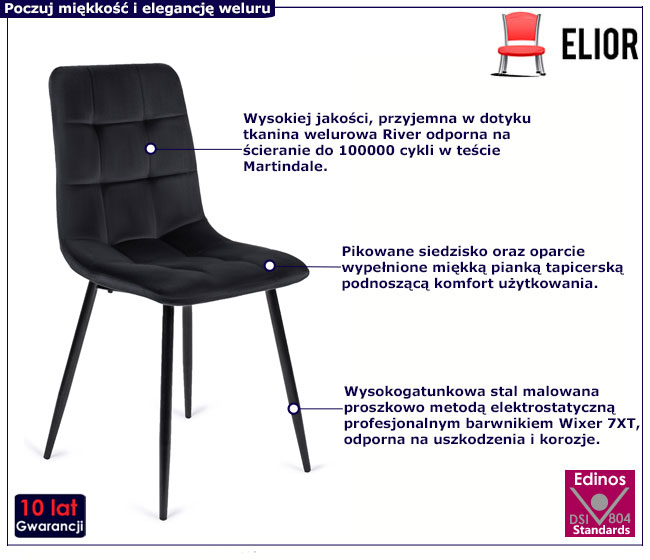 Czarne welurowe krzesło Gifo
