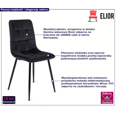 Czarne pikowane krzesło Gifo