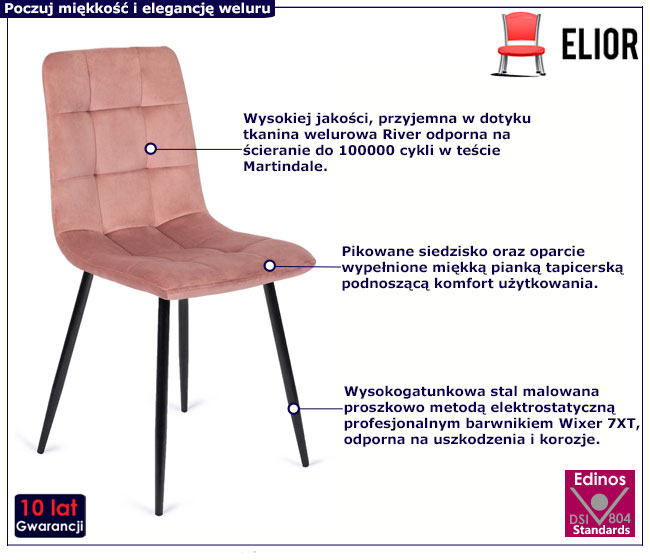 Różowe welurowe krzesło Gifo