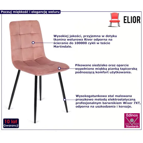 Różowe krzesło pikowane Gifo