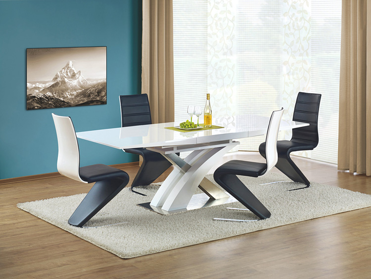 Biały duży stół z krzesłami Zandero