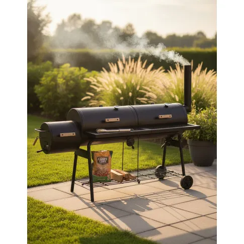 Czarny podwójny grill z wędzarnią   Caltos