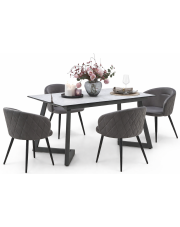 Prostokątny rozkładany stół z 4 krzesłami - Brad w sklepie Edinos.pl