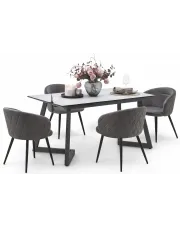 Prostokątny rozkładany stół z 4 krzesłami - Brad w sklepie Edinos.pl