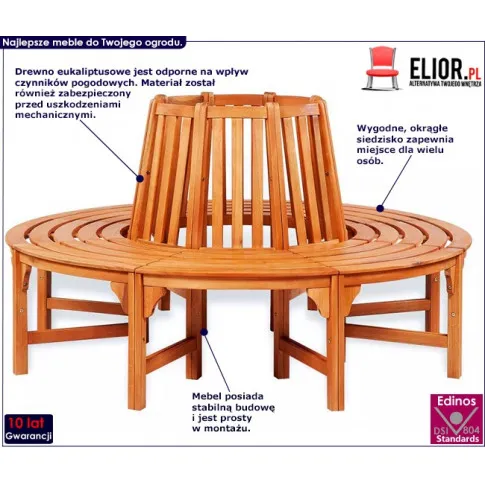 Drewniana ławka pod drzewo Alaina infografika