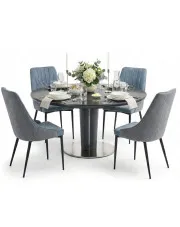 Okrągły rozkładany stół z krzesłami w stylu loft - Awos w sklepie Edinos.pl