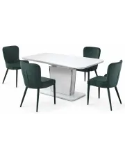 Biały prostokątny rozkładany stół z 4 krzesłami - Enas w sklepie Edinos.pl