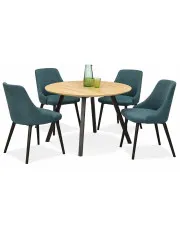 Okrągły rozkładany stół z krzesłami - Rux w sklepie Edinos.pl