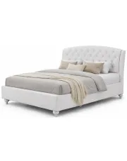Białe łóżko tapicerowane do sypialni glamour 160x200 - Ella w sklepie Edinos.pl