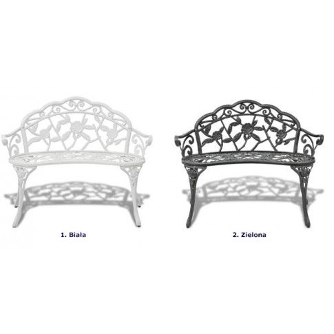 Szczegółowe zdjęcie nr 6 produktu Metalowa ławka ogrodowa Loryn - zielona
