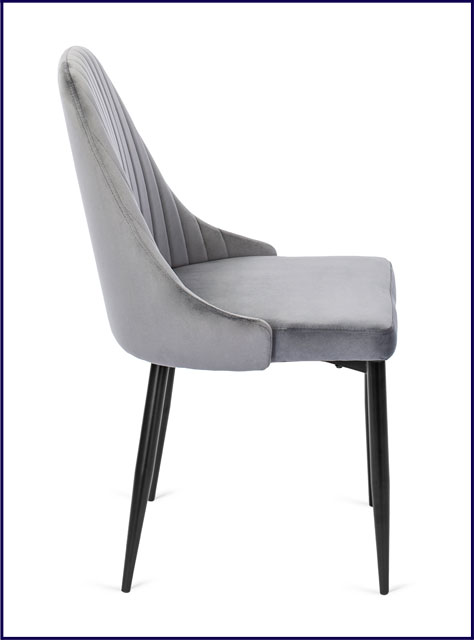 Szare nowoczesne krzesło z przeszyciami na oparciu Akmo 3X