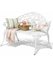 Metalowa ławka ogrodowa Saida - biała w sklepie Edinos.pl