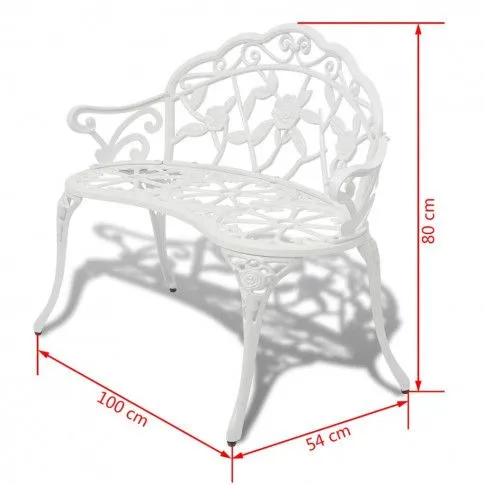 Szczegółowe zdjęcie nr 4 produktu Metalowa ławka ogrodowa Loryn - biała