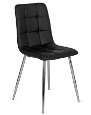 Czarne pikowane krzesło ze skóry ekologicznej - Biro w sklepie Edinos.pl