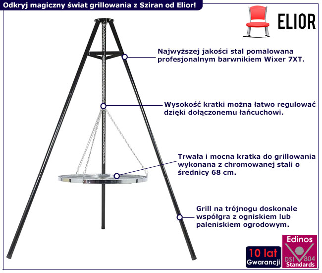 Klasyczny grill na trójnogu Sziran 3X