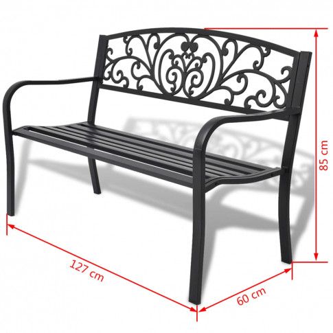 Szczegółowe zdjęcie nr 7 produktu Metalowa ławka ogrodowa Clyde - czarna