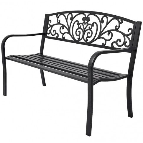 Zdjęcie produktu Metalowa ławka ogrodowa Clyde - czarna.