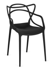 Czarne ażurowe nowoczesne krzesło sztaplowane - Kelo