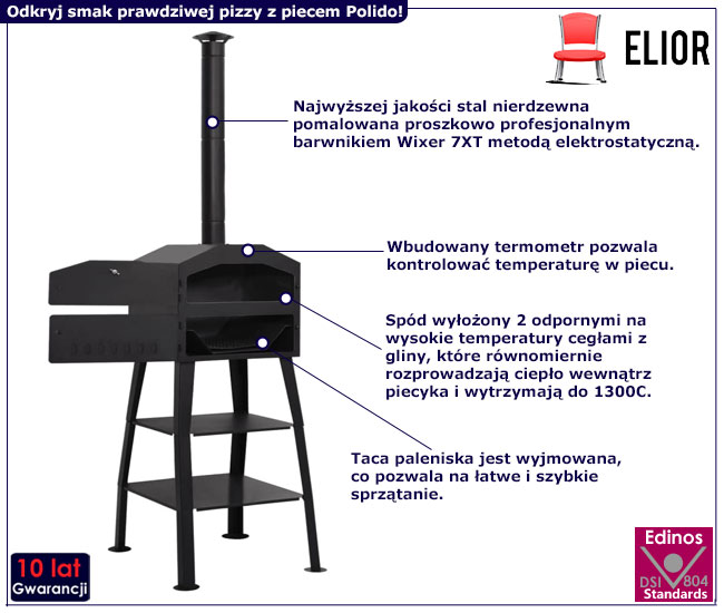 Piec do pizzy z 2 kamieniami szamotowymi Polido