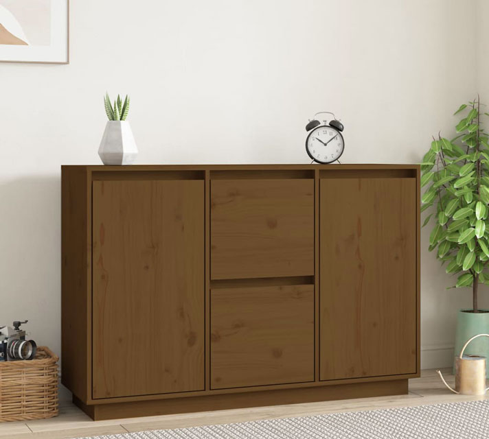 Wnętrze z wykorzystaniem komody drewnianej miodowy brąz Olivia