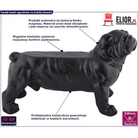 Fotografia Ławka ogrodowa w kształcie buldoga Lars - czarna z kategorii Meble ogrodowe