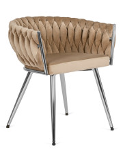 Beżowe nowoczesne krzesło fotelowe welurowe - Onis 