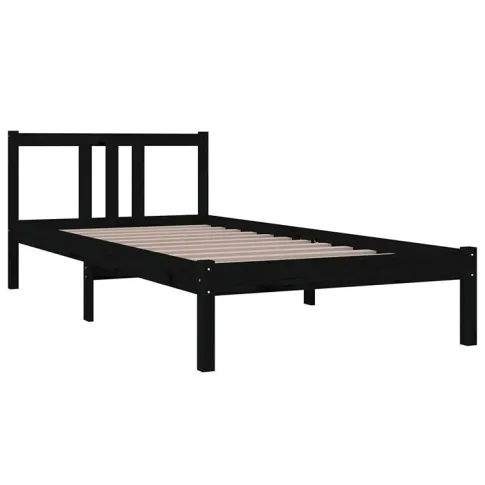 Czarne drewniane łóżko 90x200 Kenet 3X