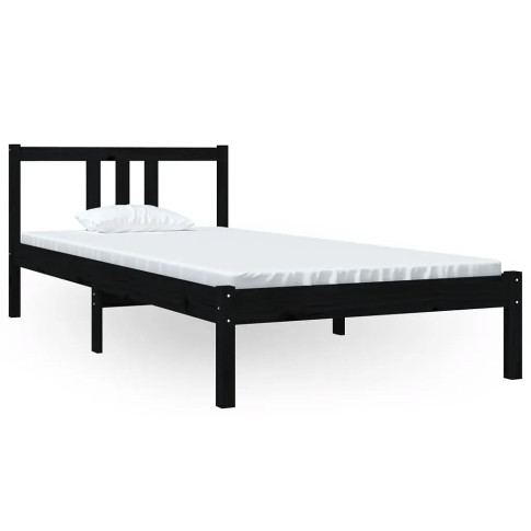 Drewniane czarne łóżko 90x200 Kenet 3X