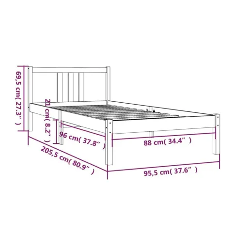 wymiary drewnianego łóżka 90x200 Kenet 3X