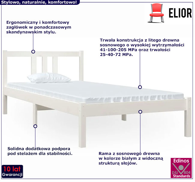 Białe pojedyncze łóżko Carla 3X