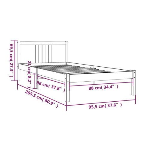 wymiary drewnianego łóżka 90x200 Kenet 3X