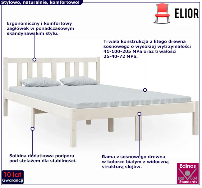 Białe łóżko drewniane 120x200 Kenet 4X