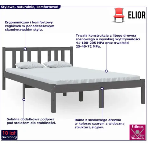 Drewniane łóżko w kolorze szarym 120x200 Kenet 4X