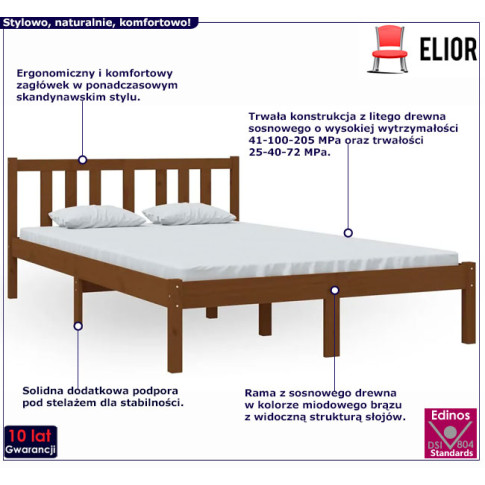 Drewniane łóżko w kolorze miodowy brąz 120x200 Kenet 4X