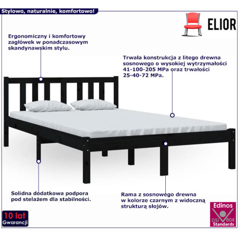 Drewniane łóżko w kolorze czarnym 120x200 Kenet 4X