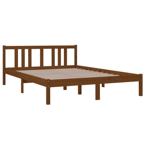 Brązowe drewniane łóżko 140x200 Kenet 5X