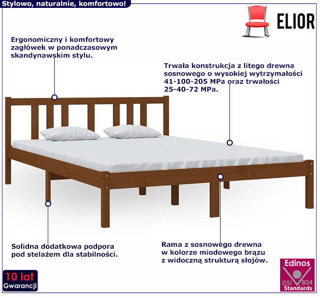 Brązowe drewniane łóżko Kenet 5X