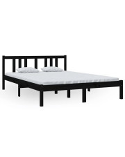 Czarne drewniane łóżko dwuosobowe 140x200 cm - Kenet 5X w sklepie Edinos.pl