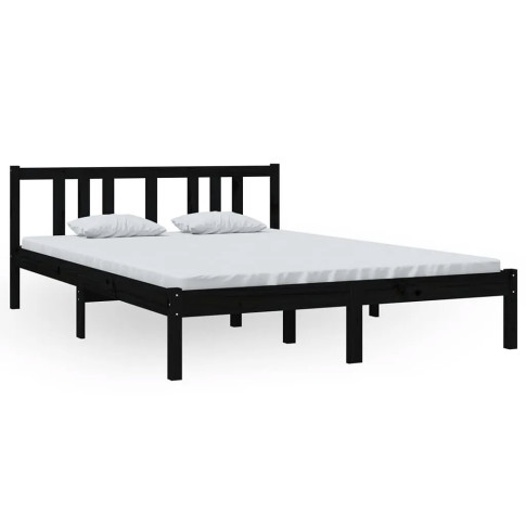 Czarne sosnowe łóżko 140x200 Kenet 5X