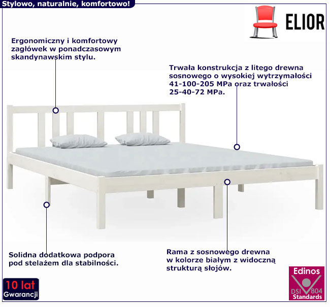 Białe małżeńskie drewniane łóżko Selima 6X