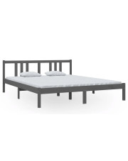 Podwójne szare łóżko z drewna 160x200 cm - Kenet 6X w sklepie Edinos.pl