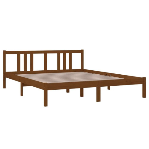 Brązowe drewniane łóżko 160x200 Kenet 6X
