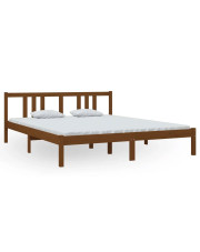 Sosnowe brązowe podwójne łóżko 160x200 cm - Kenet 6X w sklepie Edinos.pl