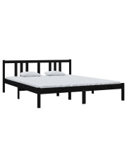 Czarne drewniane łóżko z zagłówkiem 160x200 cm - Kenet 6X w sklepie Edinos.pl