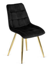 Czarne tapicerowane krzesło na złotych nogach - Sedo w sklepie Edinos.pl