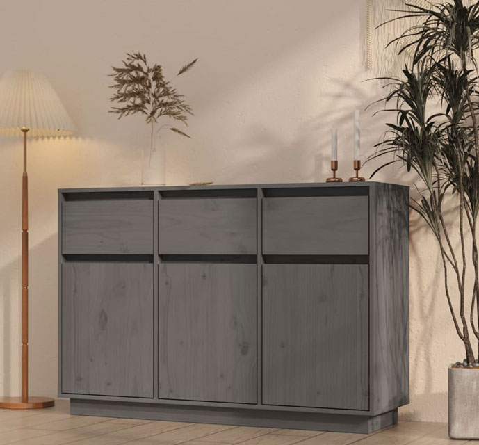Zastosowanie szarej komody Olviso w nowoczesnym wnętrzu