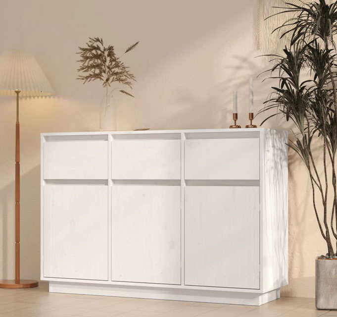 Zastosowanie białej komody Olviso w nowoczesnym wnętrzu